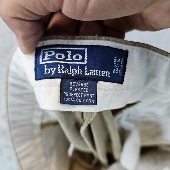 Vintage Polo Ralph Lauren Pants Mens 40X31 Beige Reverse Pleated Prospect Pant - Picture 3 of 10